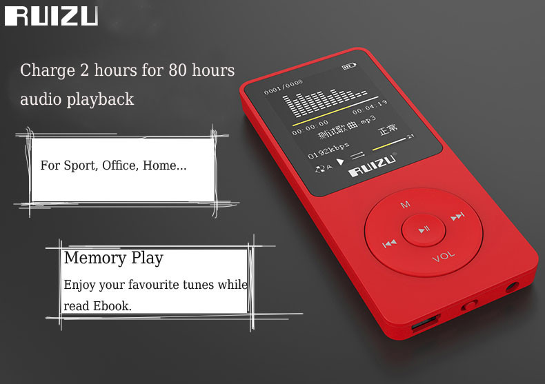 Ruizu X02 HiFi DAP MP3 Player 8GB Black
